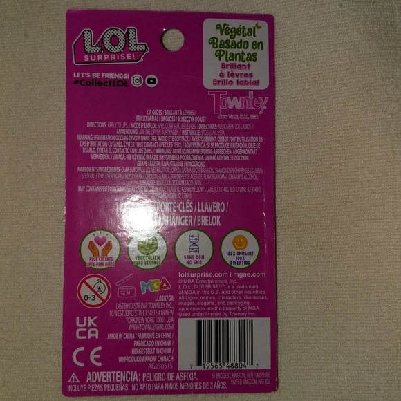 Lol surprise floating lip gloss key chain/ bag charm "grape"plant based new - Picture 2 of 4